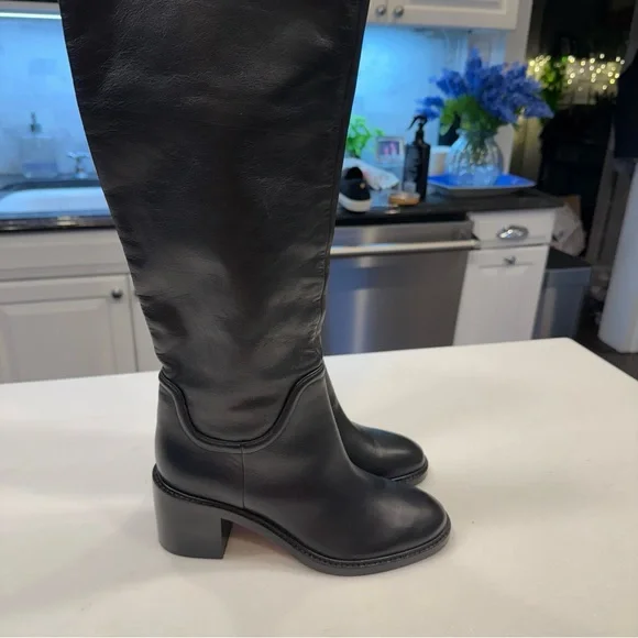 Vince Fabian Women’s Boots Knee High Black Leather Stretch Calf NEW Sz 7.5